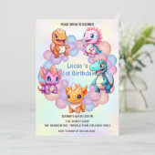 Invitation Cute dinosaure Balloon School anniversaire de enfa (Debout devant)