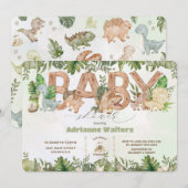 Invitation Cute Dinosaures Baby shower Garçon de verdure (Devant / Derrière)