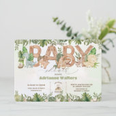 Invitation Cute Dinosaures Baby shower Garçon de verdure (Debout devant)