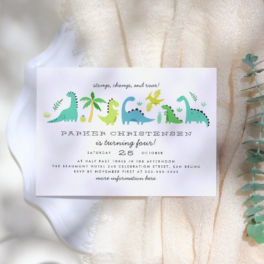 Invitation Cute Dinosaures Garçons fête d'anniversaire