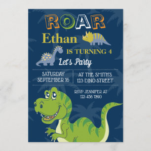Invitation Cute Dinosaures Personnaliser de fête d'anniversai