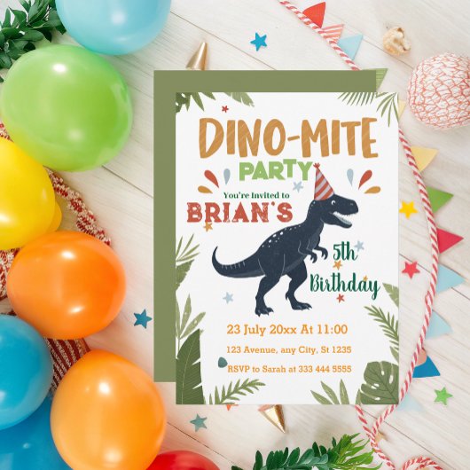 Invitation Cute Dinosaures rugit garçon Anniversaire