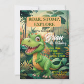 Invitation Cute Dinosaures rugit garçon Anniversaire (Devant)