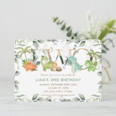 Invitation Cute Dinosaures Verdure 2e anniversaire Deux (Debout devant)