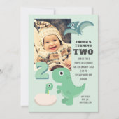 Invitation Cute Dinosaurs Boys 2e fête d'anniversaire Photo (Devant)