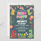 Invitation Cute Dinosaurs Dino 1er anniversaire (Devant)