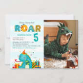 Invitation Cute Dinosaurs Stomp Chomp and roar birhtday boy  (Devant)