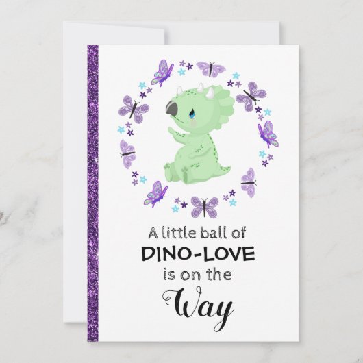 Invitation *~* Cute Dinosuar Parties scintillant Baby shower (Devant)