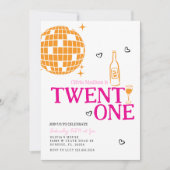 Invitation Cute Disco Ball Wine 21e fête d'anniversaire (Devant)