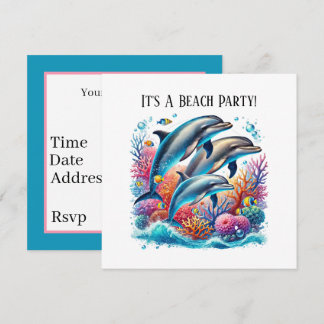 Invitation Cute dolphin lovers party