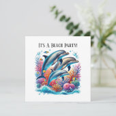 Invitation Cute dolphin lovers party (Debout devant)