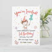 Invitation Cute Doodle Crayon Style First Party invite (Debout devant)