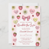 Invitation Cute Double Love Twins Valentine's Baby shower (Devant)