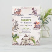 Invitation Cute Dragon 1ère fête d'anniversaire (Debout devant)