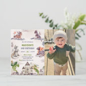 Invitation Cute Dragon 2e fête d'anniversaire Photo (Debout devant)