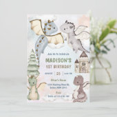 Invitation Cute Dragon Boy 1er anniversaire (Debout devant)