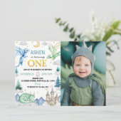 Invitation Cute Dragon Boy 1st Birthday Photo (Debout devant)