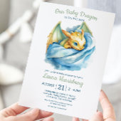 Invitation Cute Dragon Sage Vert Bleu Bébé Garçon Douche