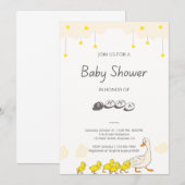 Invitation Cute Duck Baby Shower Illustration Minimal Style (Devant / Derrière)