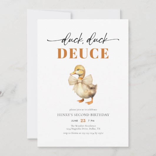 Invitation Cute Duck Duck Deuce Boy Anniversaire (Devant)