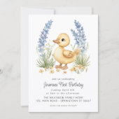 Invitation Cute Duckling Garden First Birthday QR Code (Devant)