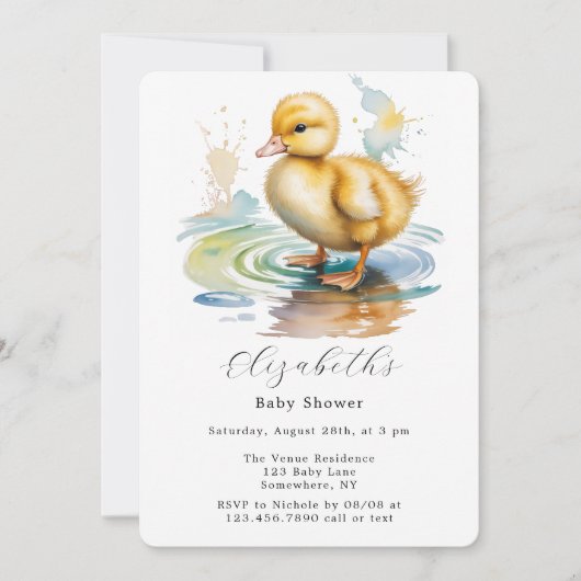 Invitation Cute Duckling Gender Neutral Baby Shower (Devant)