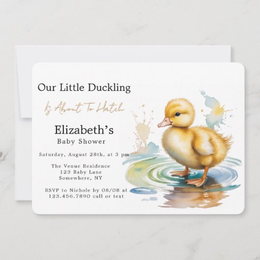 Invitation Cute Duckling Gender Neutral Baby Shower (Devant)