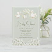 Invitation Cute Ducks & Daisies Baby Shower (Debout devant)