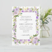 Invitation Cute Dusty Purple Lavande Verdure Floral Mariage (Debout devant)