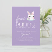 Invitation Cute Easter Bunny Cake Turning One Birthday (Debout devant)