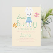 Invitation Cute Easter Bunny Turning One Birthday (Debout devant)