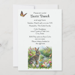 Invitation Cute Easter Rabbit and Egg Hunt Holiday
