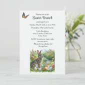 Invitation Cute Easter Rabbit and Egg Hunt Holiday  (Debout devant)