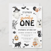 Invitation Cute Éffrayant One Ghost Halloween 1er anniversair (Devant)