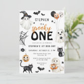 Invitation Cute Éffrayant One Ghost Halloween 1er anniversair (Debout devant)