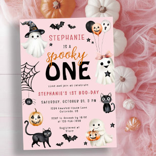 Invitation Cute Éffrayant One Rose Halloween Fille 1er annive
