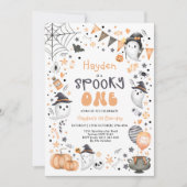 Invitation Cute Éffrayant Un Halloween Fantôme 1er Anniversai (Devant)