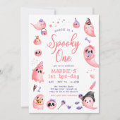 Invitation Cute Éffrayant Un rose Halloween Ghost 1er Anniver (Devant)