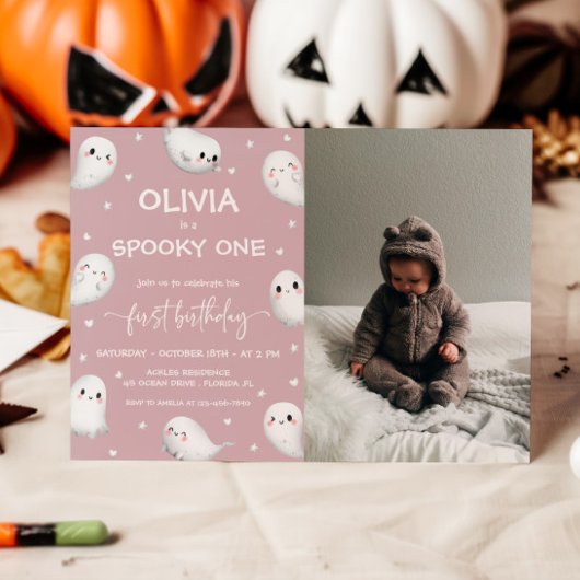 Invitation Cute Éffrayant Une Fille d'Halloween 1er Anniversa