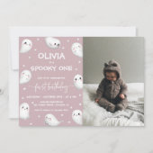 Invitation Cute Éffrayant Une Fille d'Halloween 1er Anniversa (Devant)