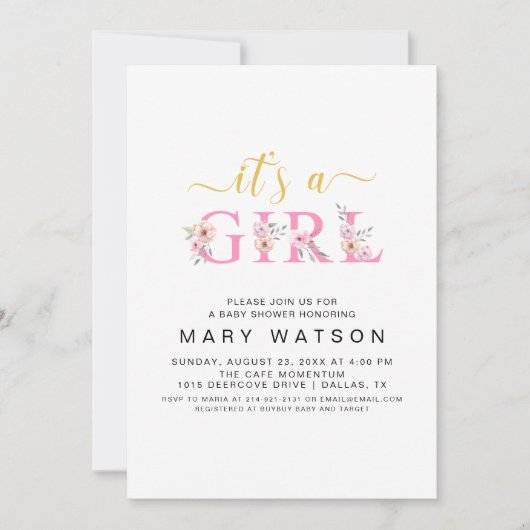 Invitation Cute Elegant Moderne Simple C'est un Baby shower f (Devant)