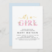 Invitation Cute Elegant Moderne Simple C'est un Baby shower f (Devant / Derrière)