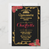 Invitation Cute Elégante Quinceanera Florale Pour Fille Anniv (Devant)