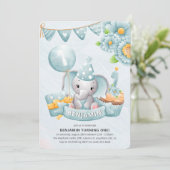 Invitation Cute Elephant Boy 1er anniversaire (Debout devant)