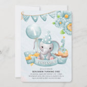 Invitation Cute Elephant Boy 1er anniversaire (Devant)