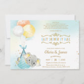 Invitation Cute Elephant Boy Baby shower virtuel par courrier (Devant)