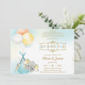 Invitation Cute Elephant Boy Baby shower virtuel par courrier (Debout devant)