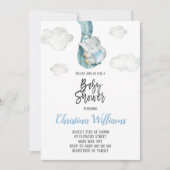Invitation Cute Elephant Nuages Sky Neutral Baby shower (Devant)