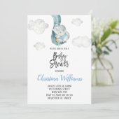 Invitation Cute Elephant Nuages Sky Neutral Baby shower (Debout devant)