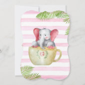 Invitation Cute éléphant Sip et voir Baby shower fille (Dos)